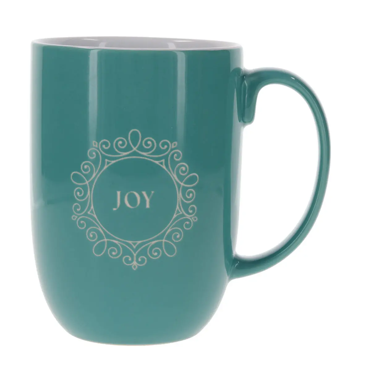 Joy Teal Ceramic Mug With White Interior 1