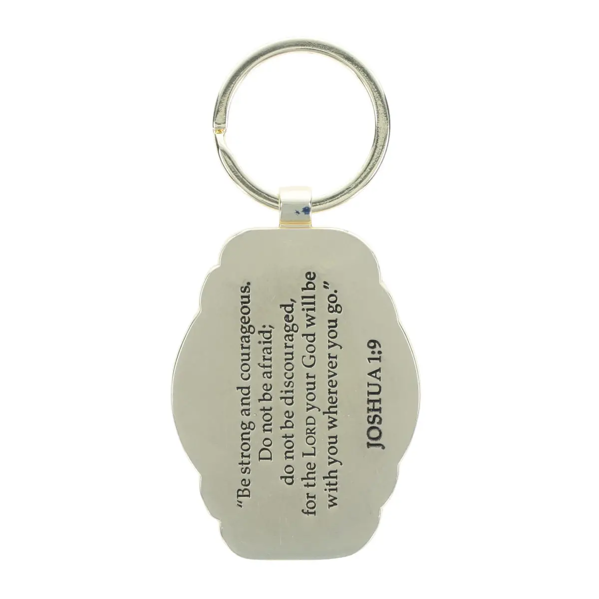 Be Strong And Courageous Navy Metal Key Ring 2