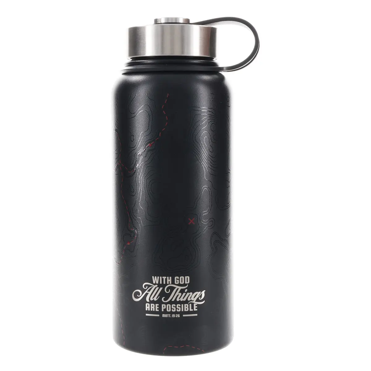 With God All Things Are Possible Black Stainless Steel Water Bottle 1