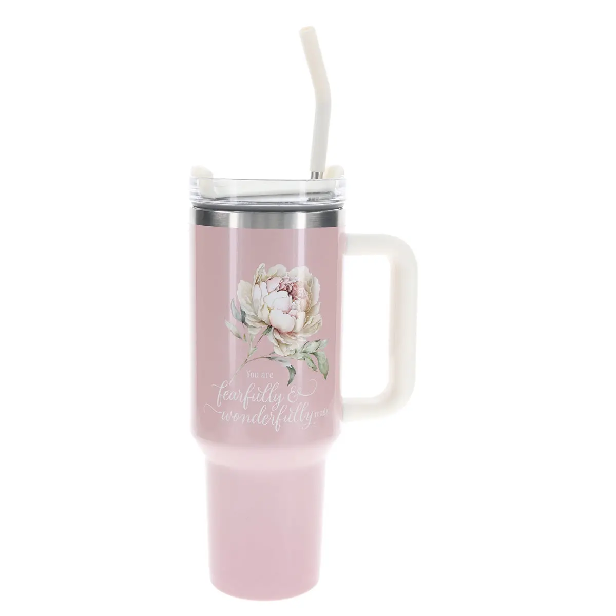 You Are Fearfully And Wonderfully Made Large Stainless Steel Mug With Handle And Straw 1
