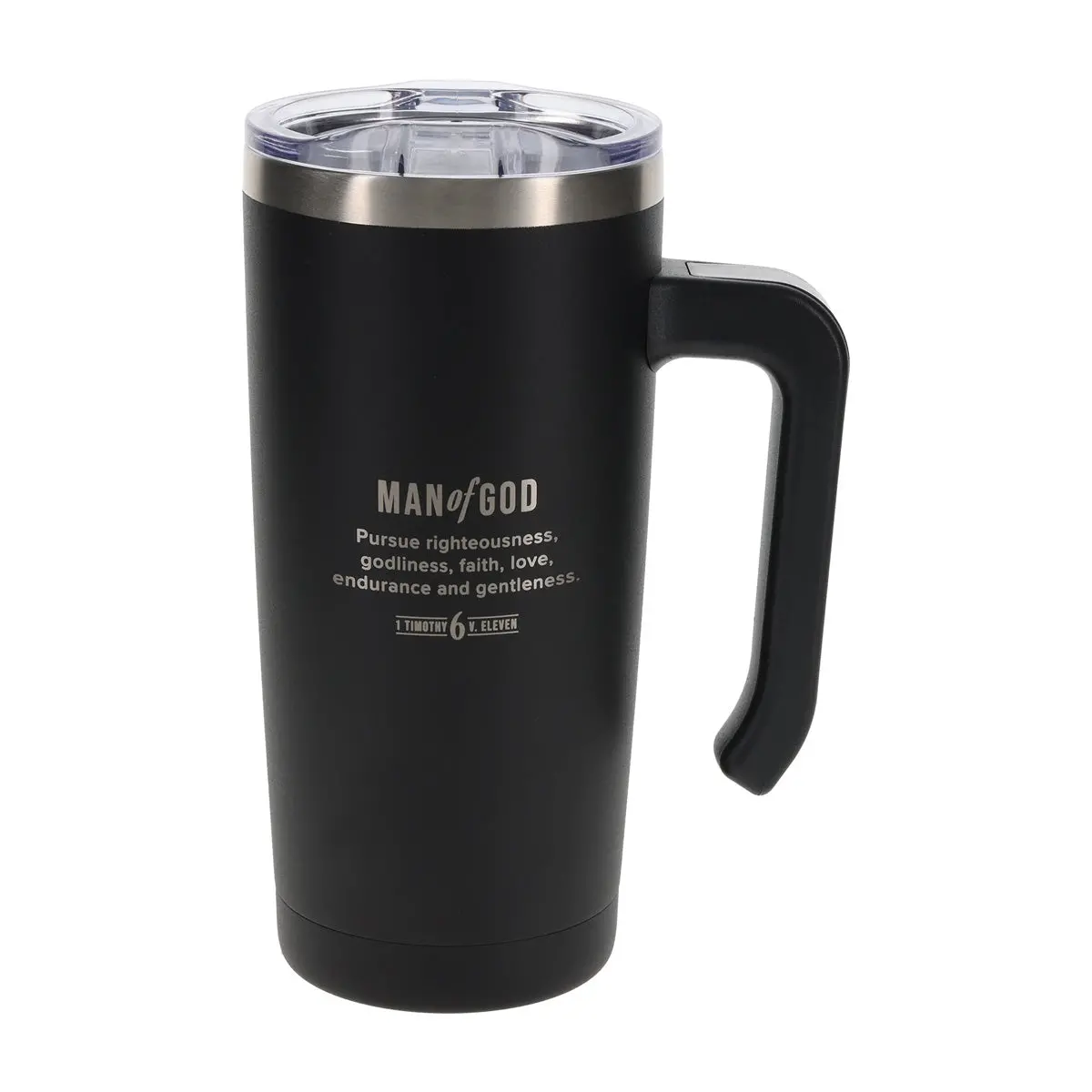 Man Of God Black Stainless Steel Travel Mug With Handle 1