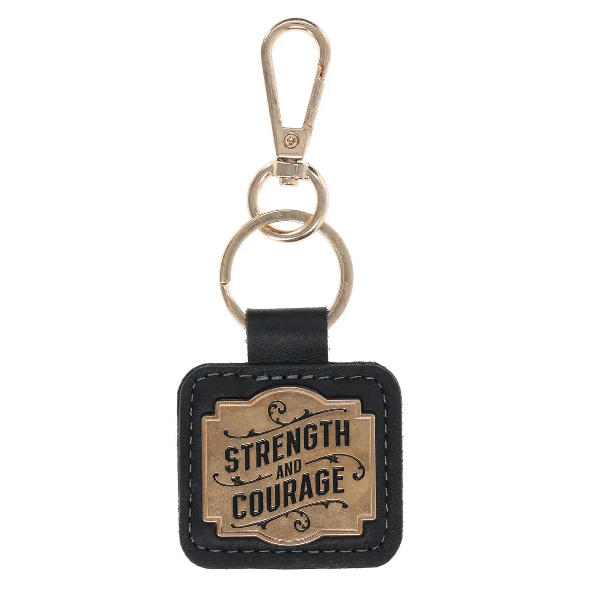 Strength And Courage Genuine Leather Key Ring 1