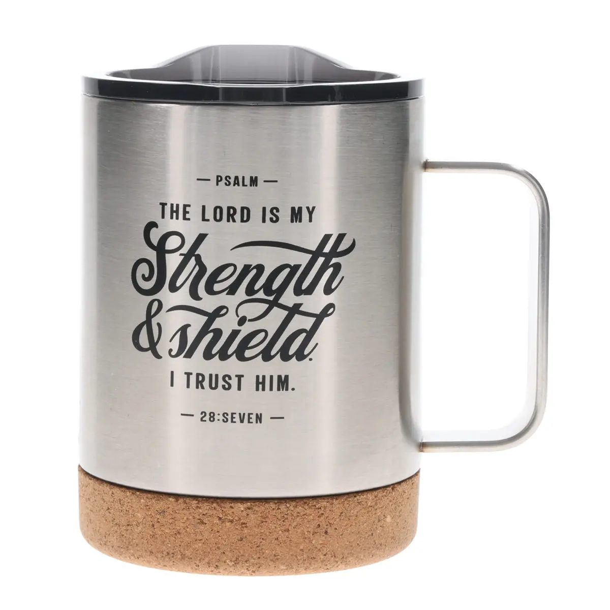 The Lord Is My Strength And Shield Stainless Steel Travel Mug With Cork Base 1