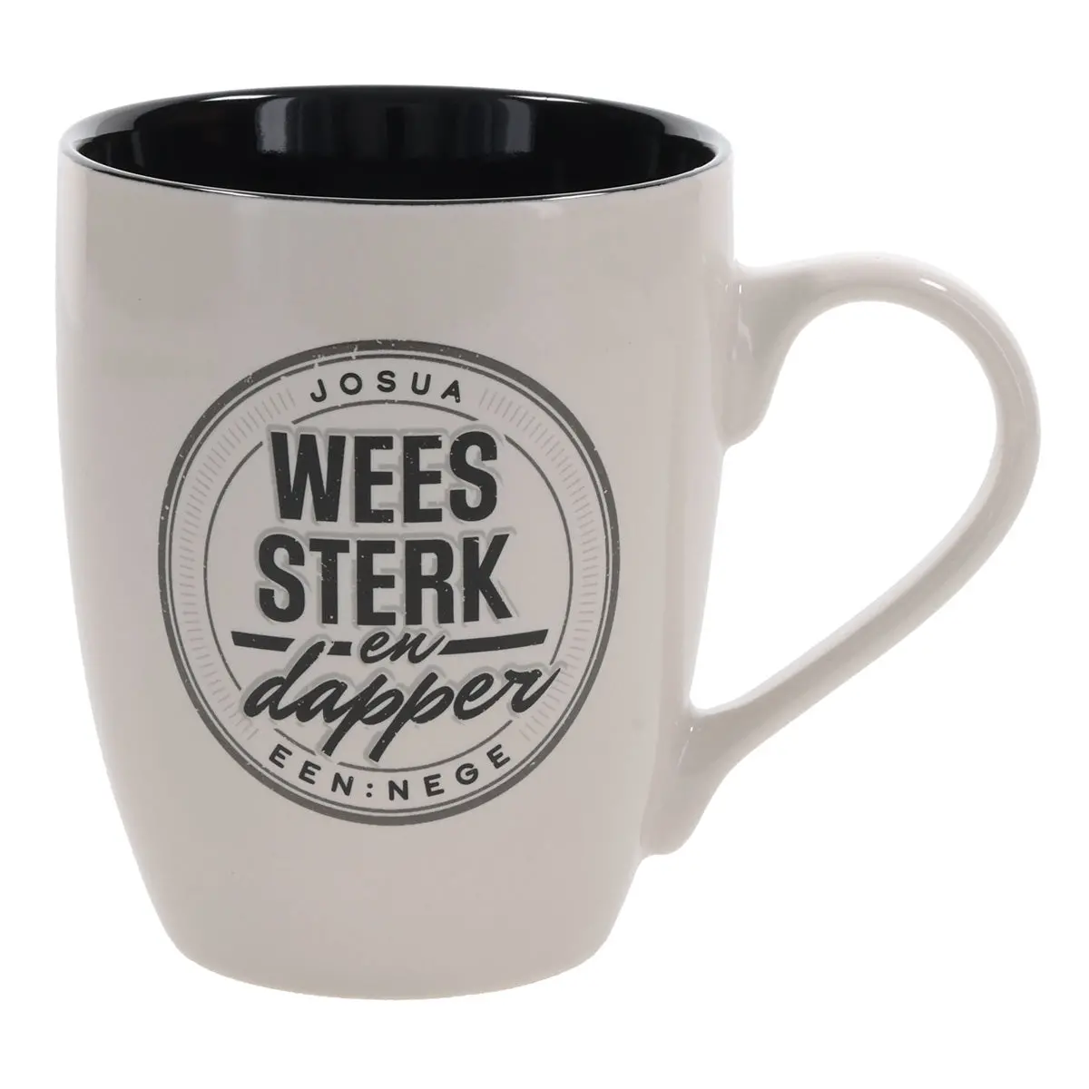 Wees Sterk En Dapper Afrikaans Ceramic Mug With Black Interior 1