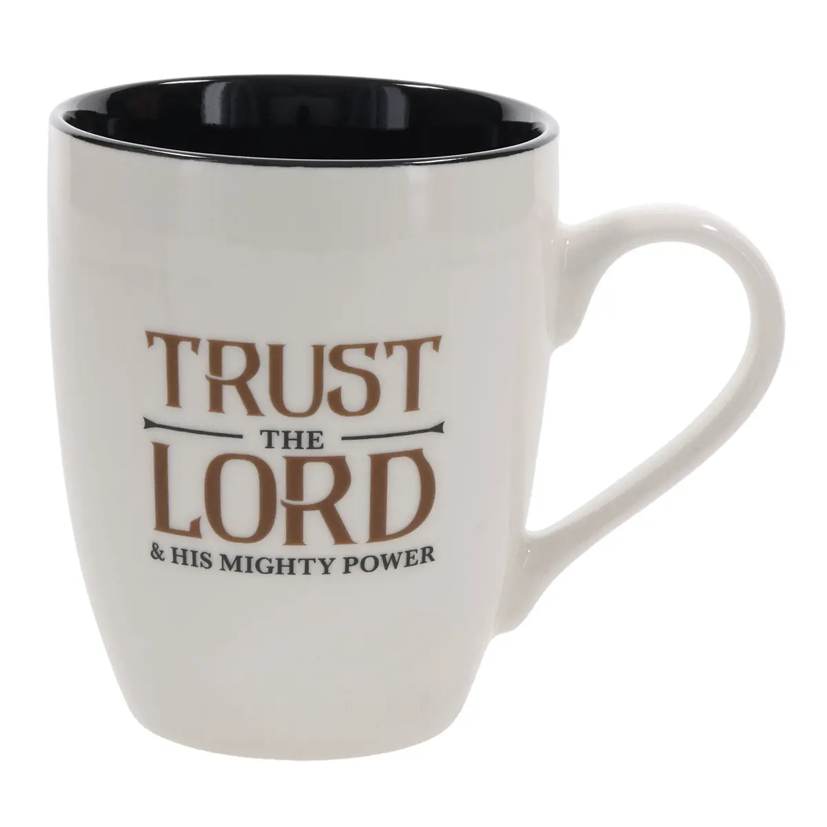 Trust The Lord And His Mighty Power Ceramic Mug With Black Interior 1