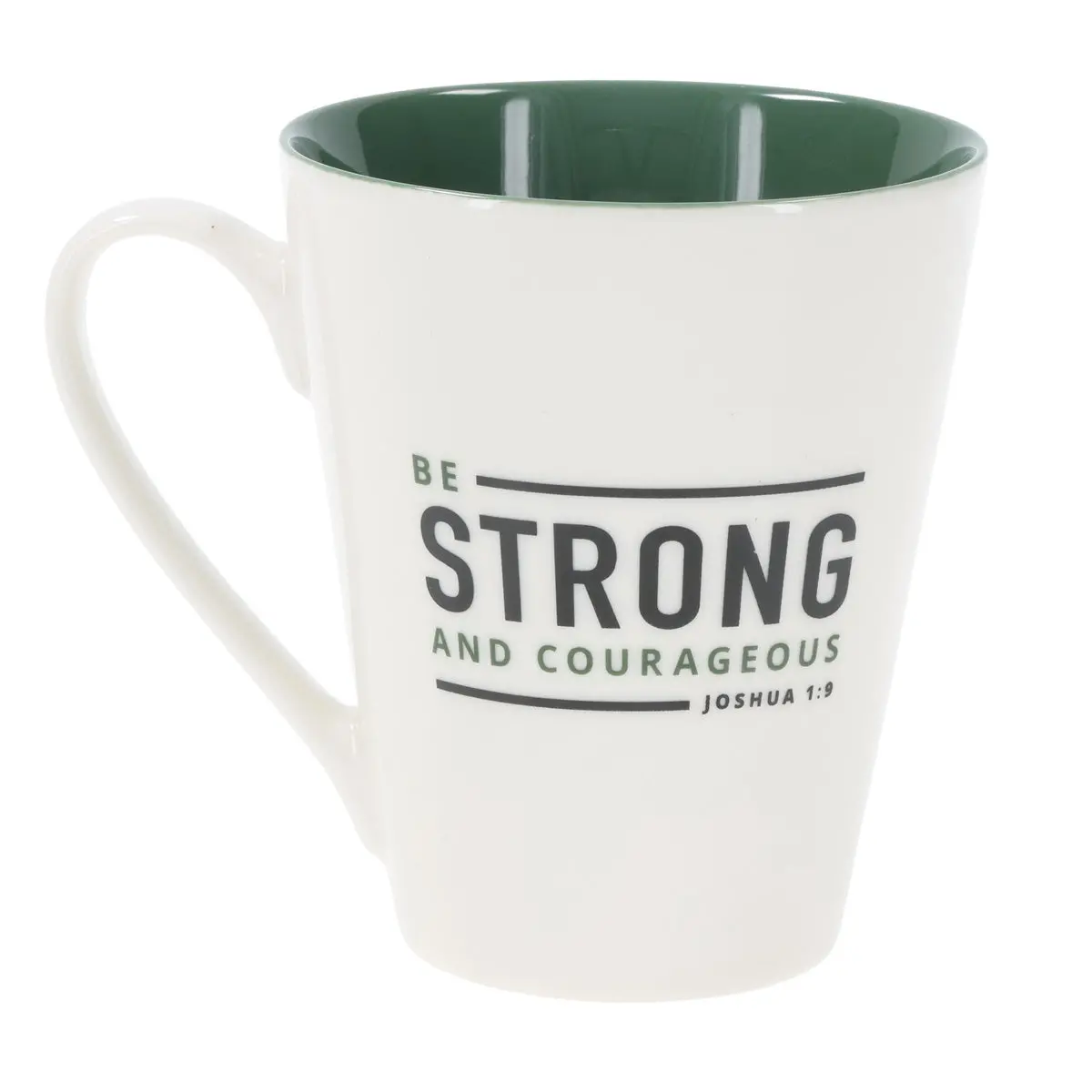 Be Strong And Courageous Ceramic Mug With Green Interior 2