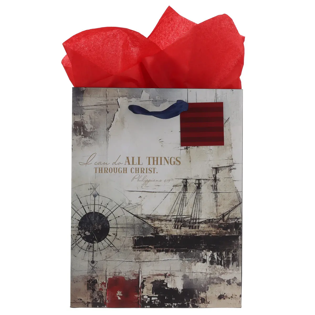 I Can Do All Things Through Christ Nautical Medium Gift Bag With Gift Tag 1