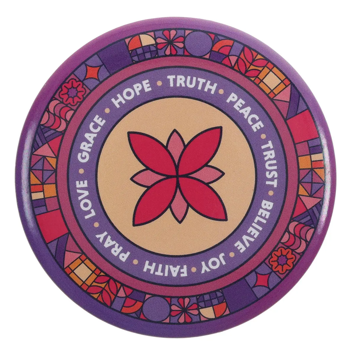 Joy Faith Pray Love Grace Hope Truth Peace Trust Believe Crossword Pocket Mirror 1