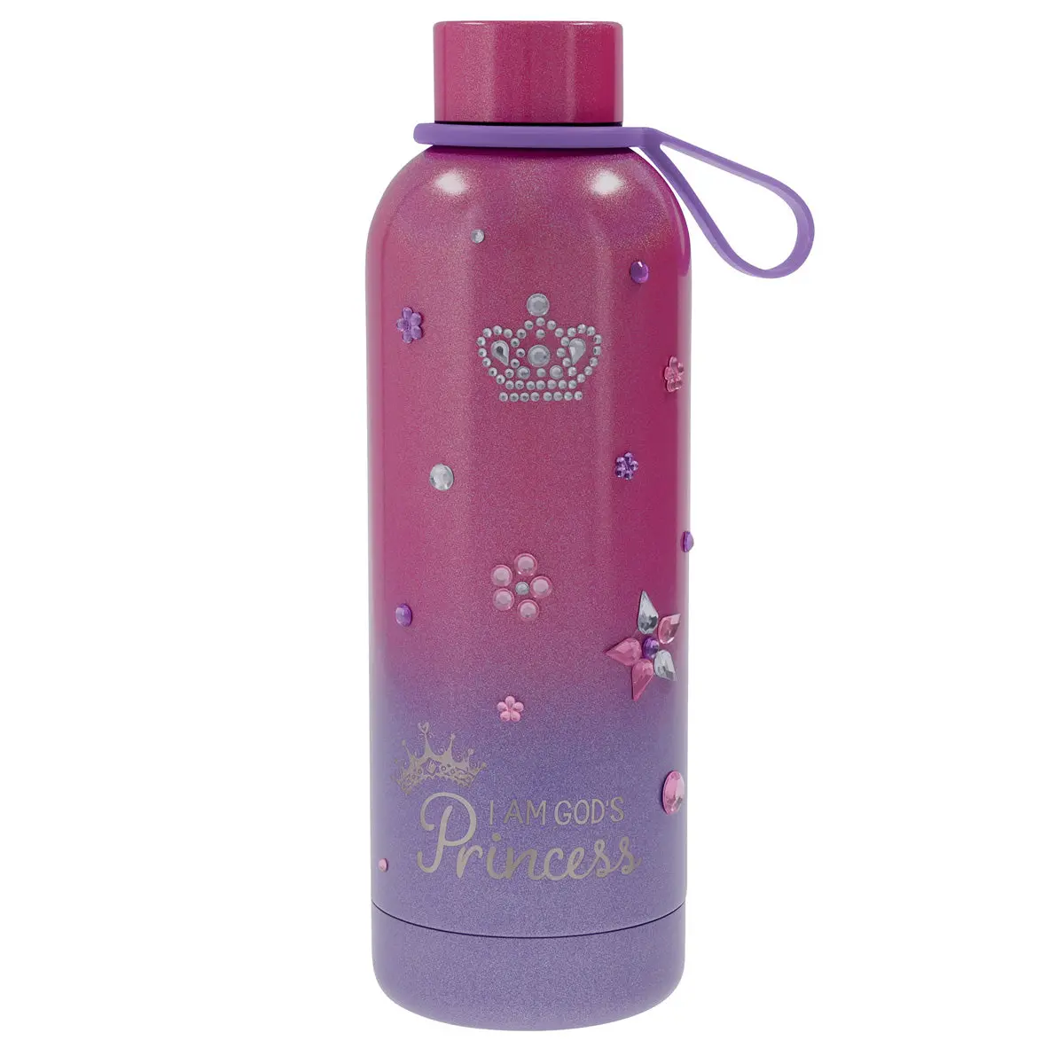 I Am God's Princess Stainless Steel Water Bottle With Rhinestone Decorative Sticker Sheet 2