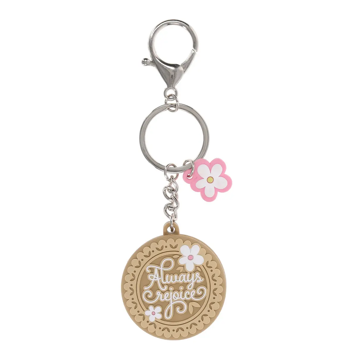 Always Rejoice Key Ring With Flower Charm 1