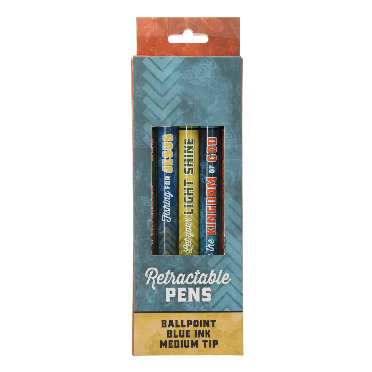 Life Is An Adventure With Jesus Five-Piece Retractable Ballpoint Pen Set With Blue Ink 1