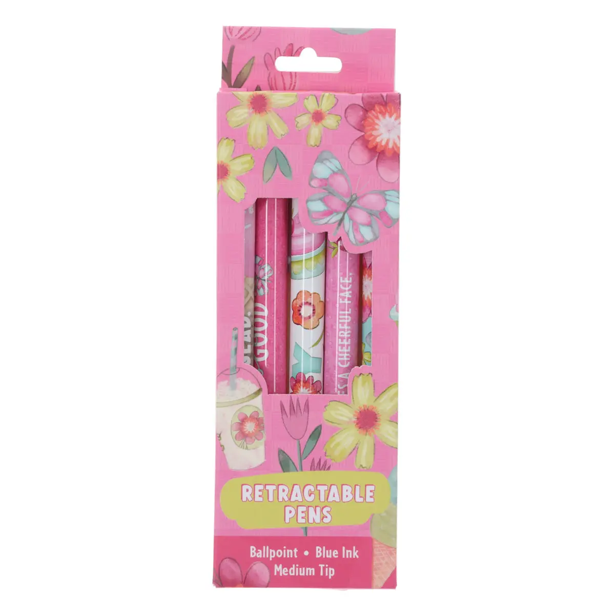 Joyful Girl Five-Piece Retractable Ballpoint Pen Set With Blue Ink 1