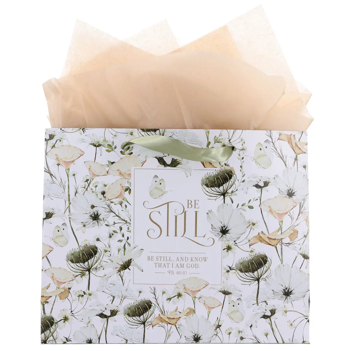 Be Still Green Floral Landscape Gift Bag With Gift Tag 2