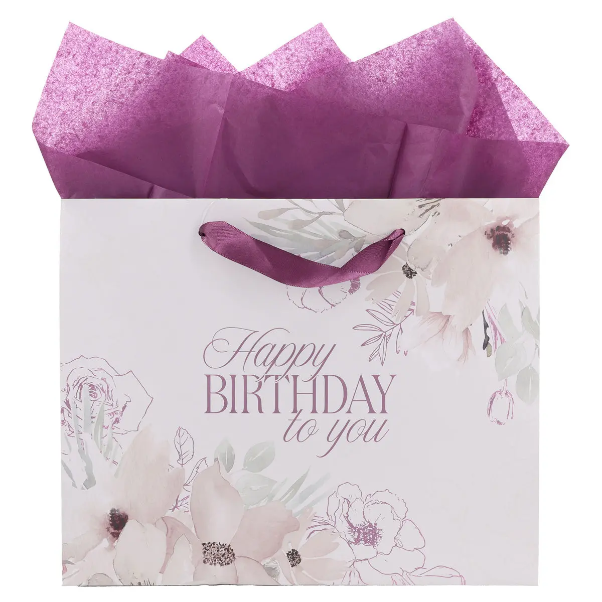 Happy Birthday To You Large Floral Landscape Gift Bag With Card 1