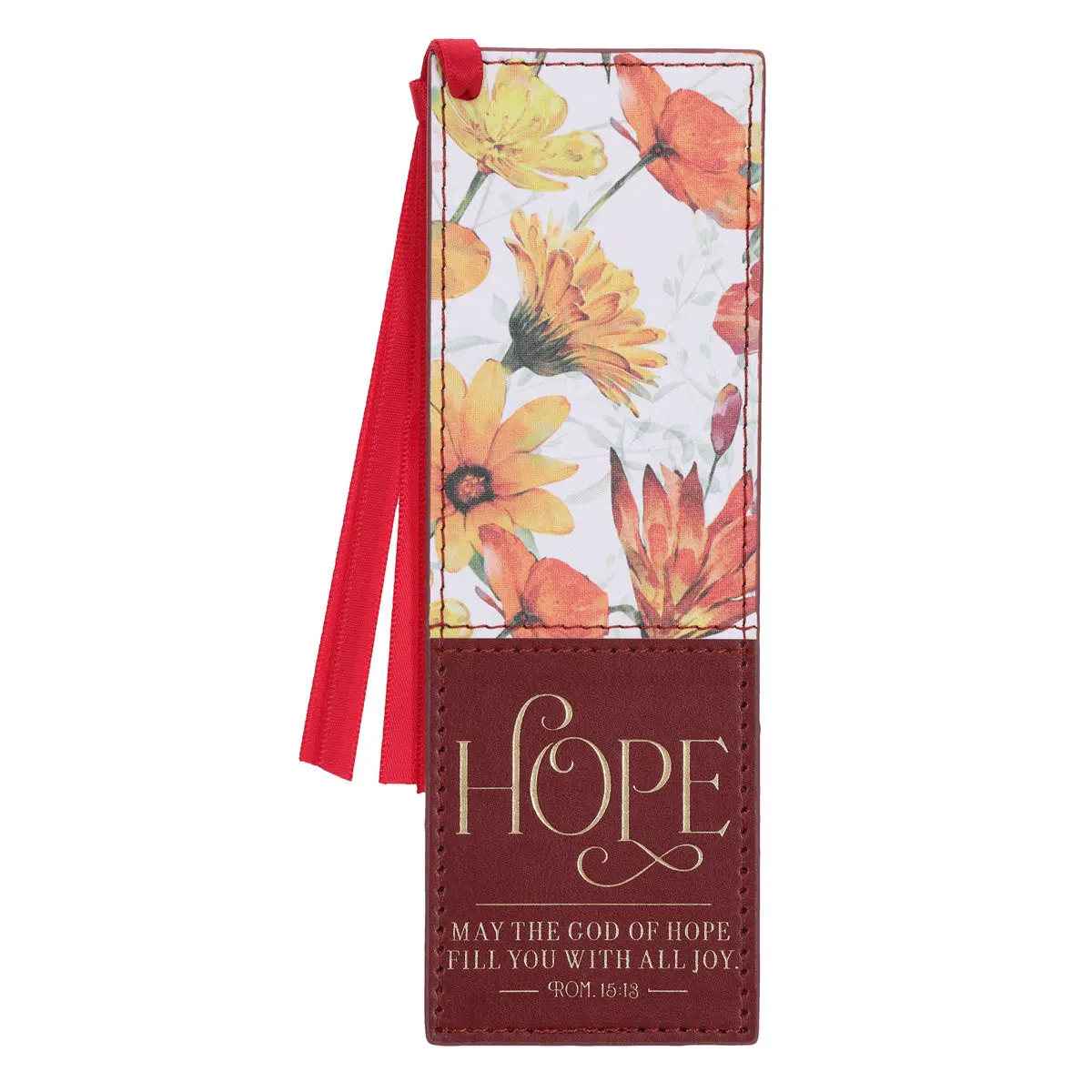 May The God Of Hope Fill You With All Joy Faux Leather Bookmark 1