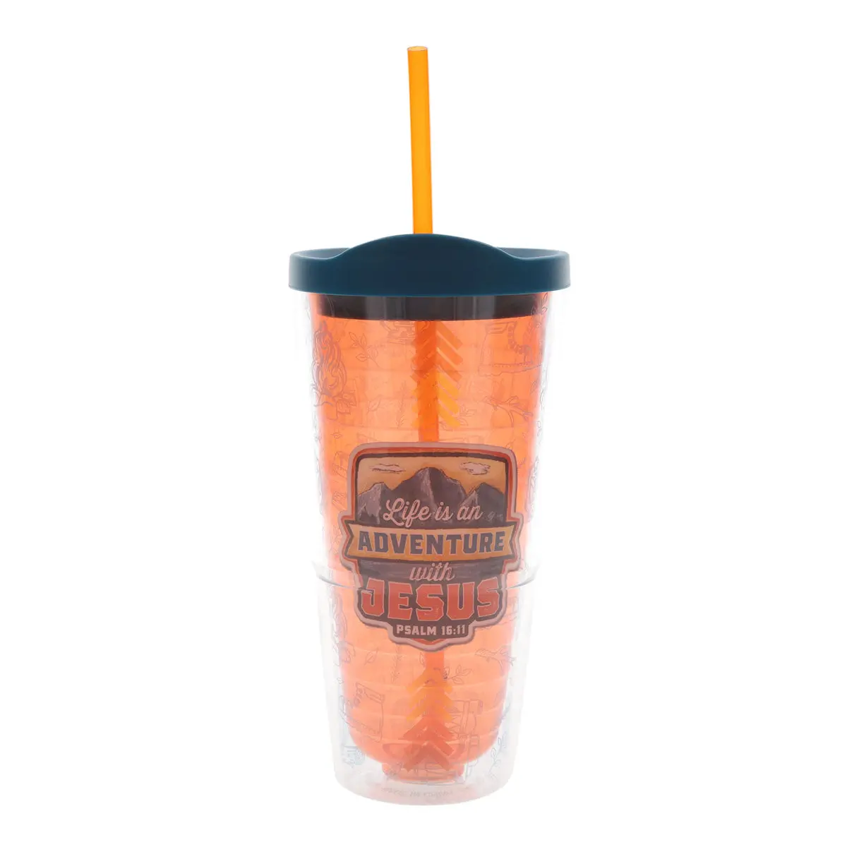 Life Is An Adventure With Jesus Plastic Travel Tumbler With Lid And Straw 1