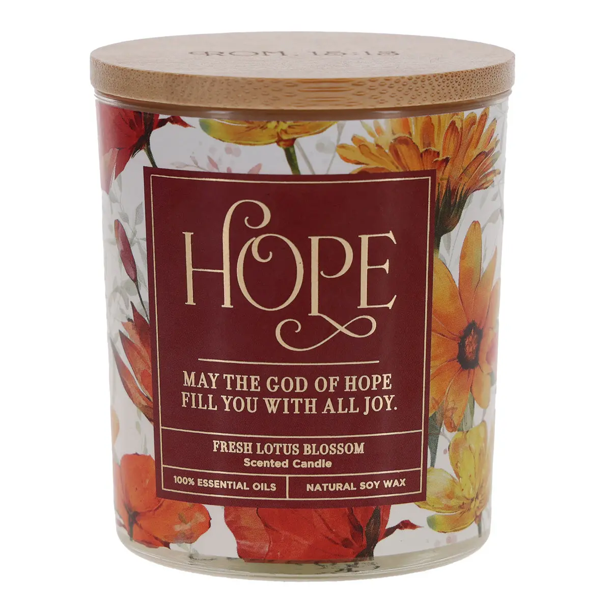 Hope, Fresh Lotus Blossom Scented Candle With Bamboo Lid 1