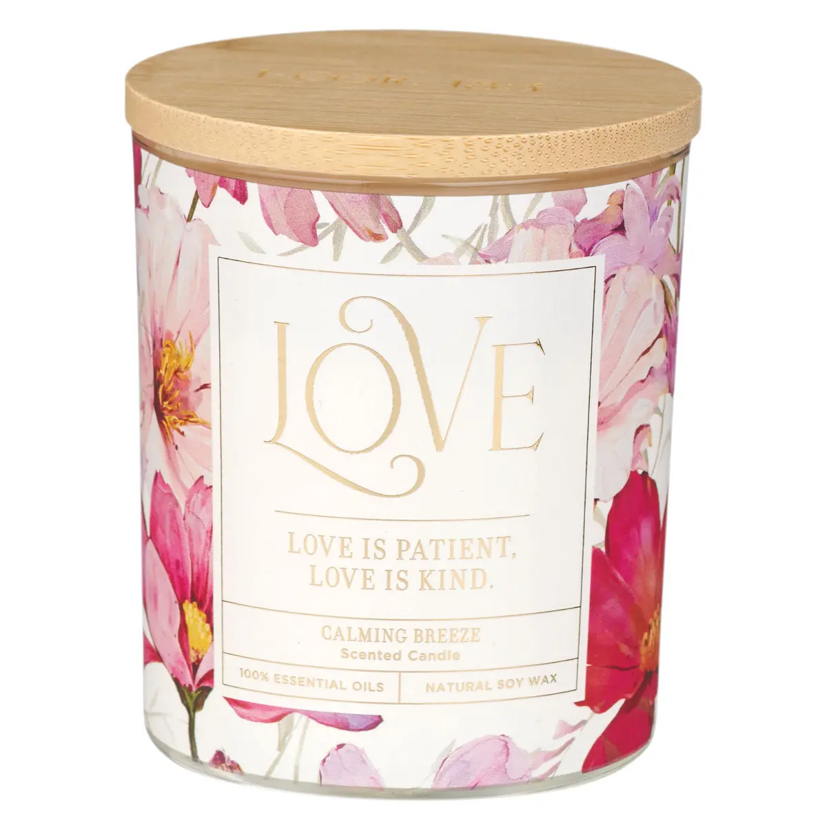 Love Is Patient Calming Breeze Scented Candle With Bamboo Lid 1