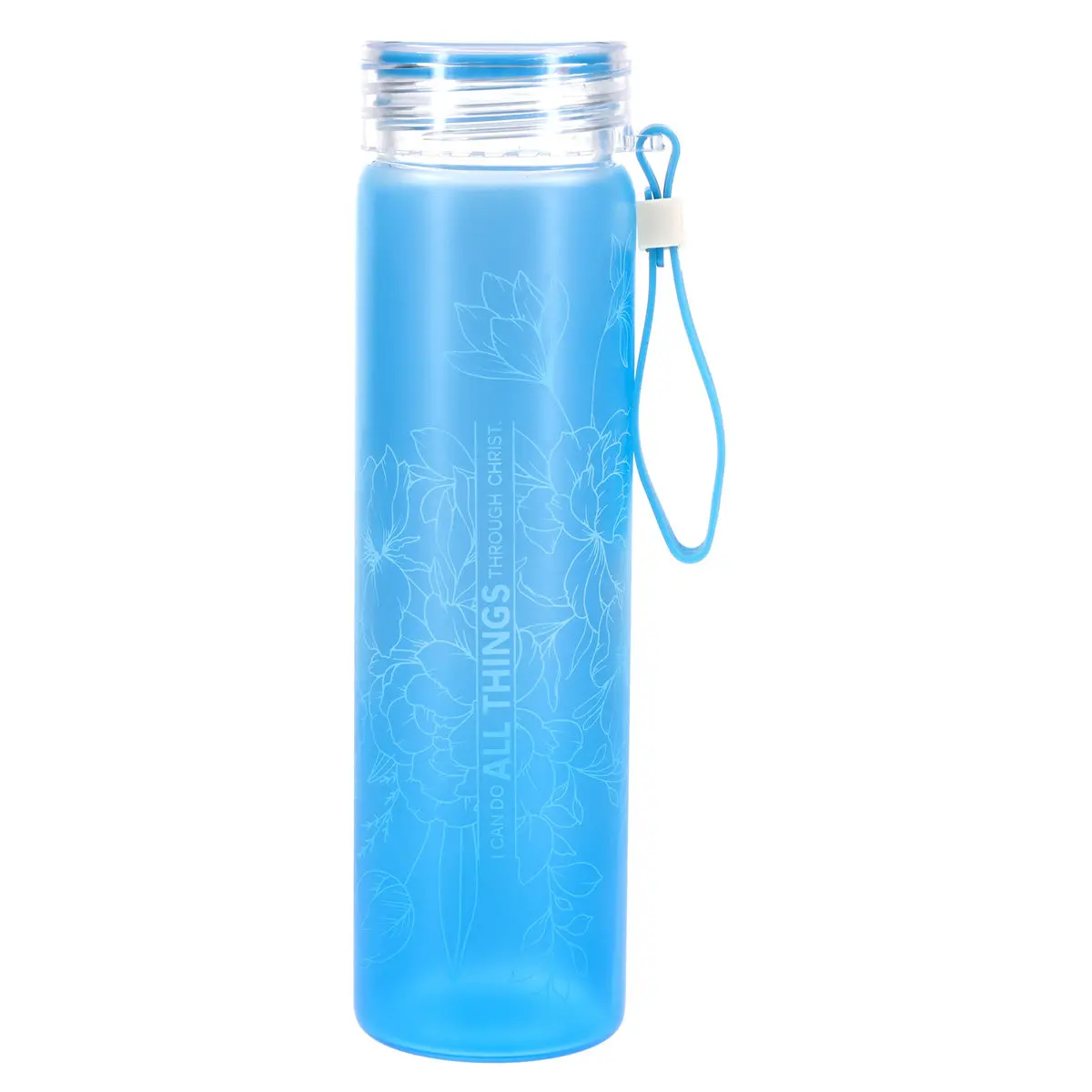 I Can Do All Things Through Christ Frosted Glass Water Bottle 1