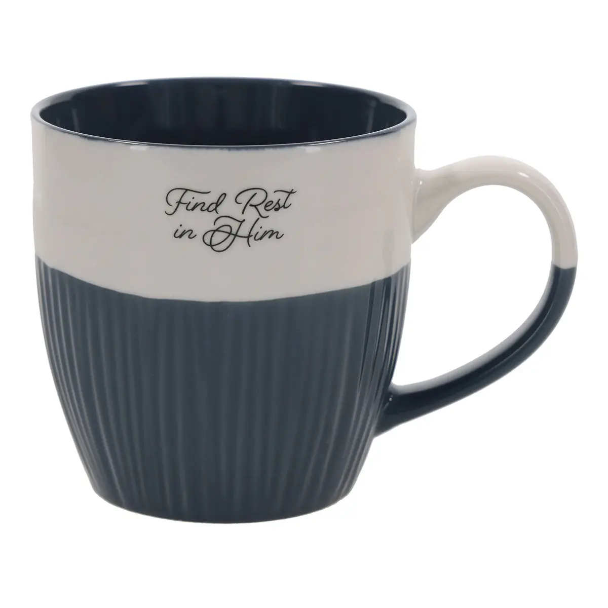 Find Rest In Him Blue Ceramic Mug 1