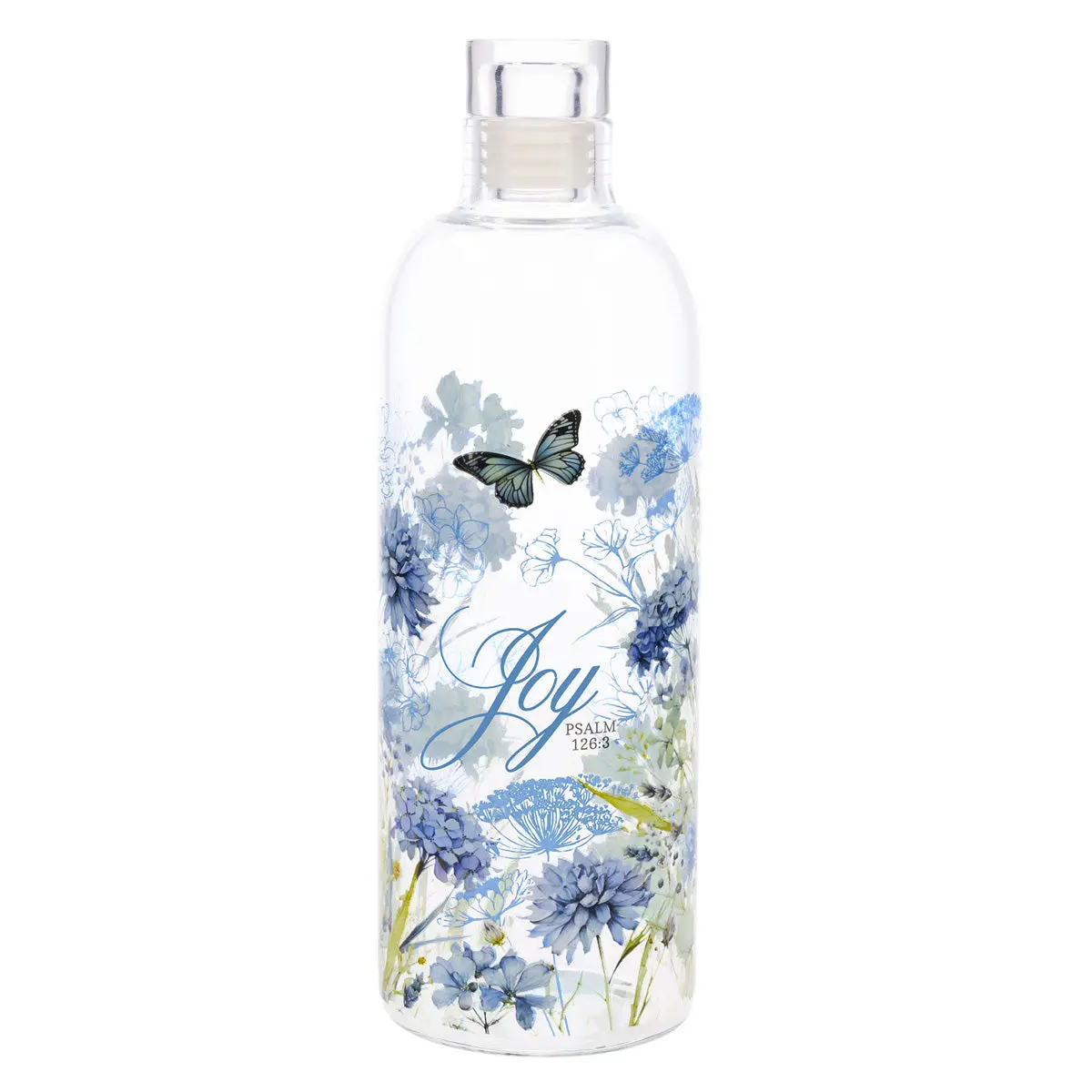 Joy Butterflies Glass Water Bottle 1