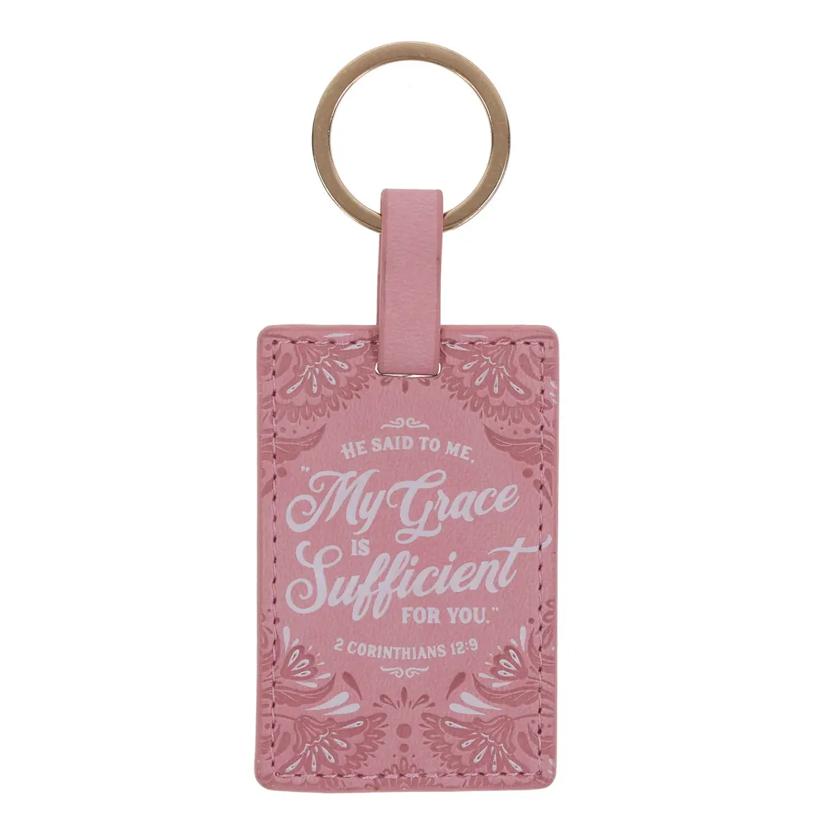 My Grace Is Sufficient For You Faux Leather Keychain 1