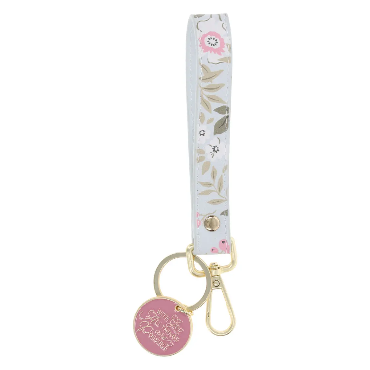 With God All Things Are Possible Faux Leather Wristlet Keychain With Charm 1