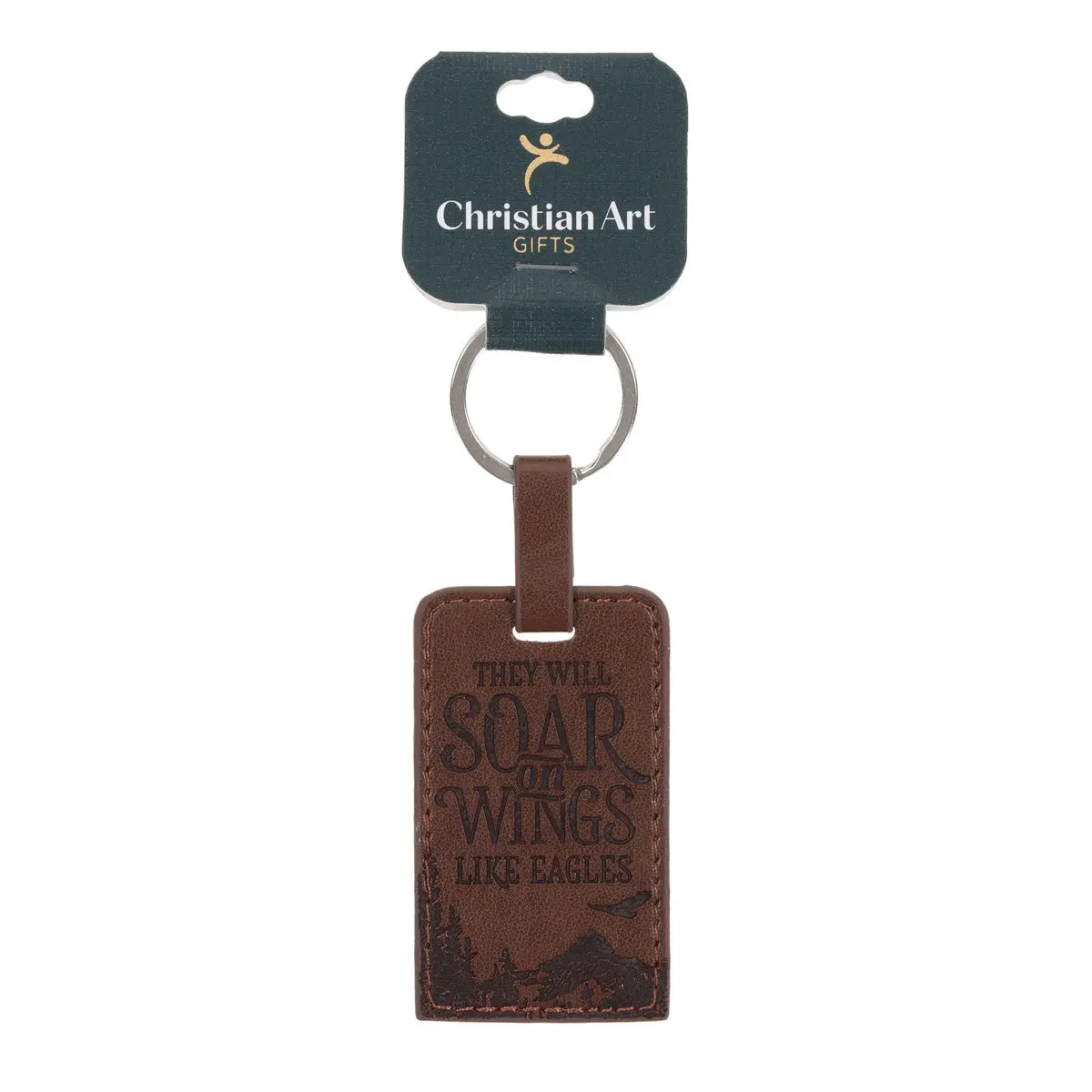 They Will Soar On Wings Like Eagles Faux Leather Keychain 1