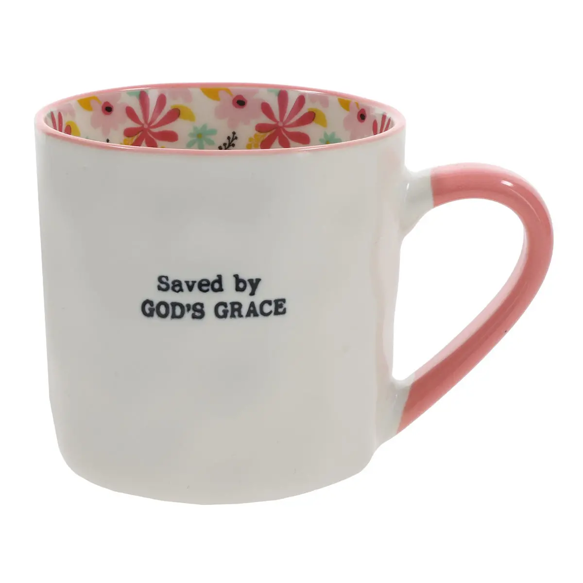Saved By God's Grace Ceramic Mug With Floral Interior 1
