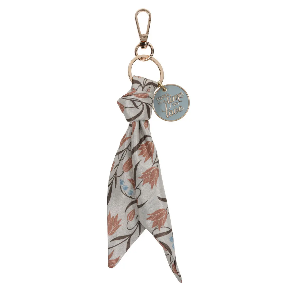 There Is A Time To Love Satin Scarf Key Ring With Metal Charm 1