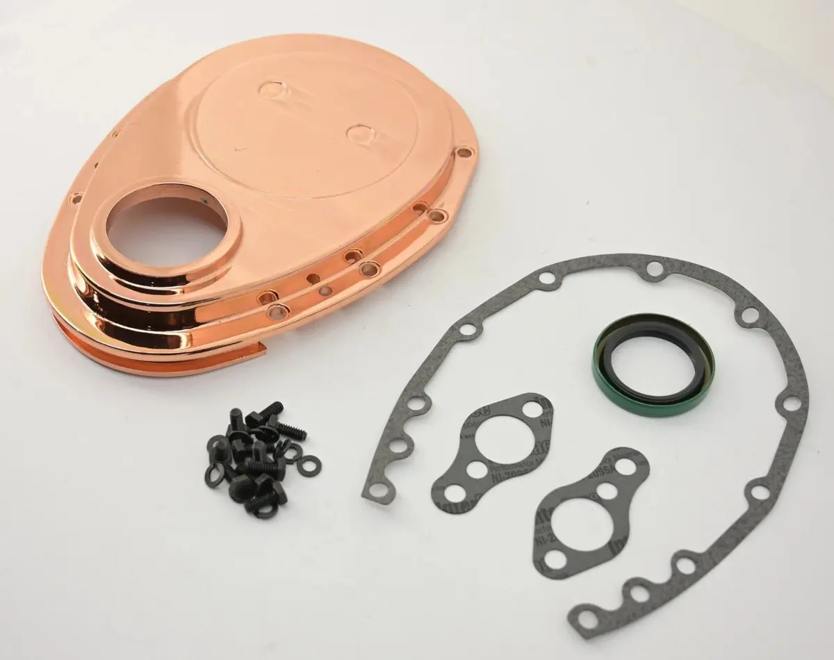 Aluminum 1955-95 Chevy Sb 283-305-327-350-400 Timing Chain Cover Kit - Copper 1
