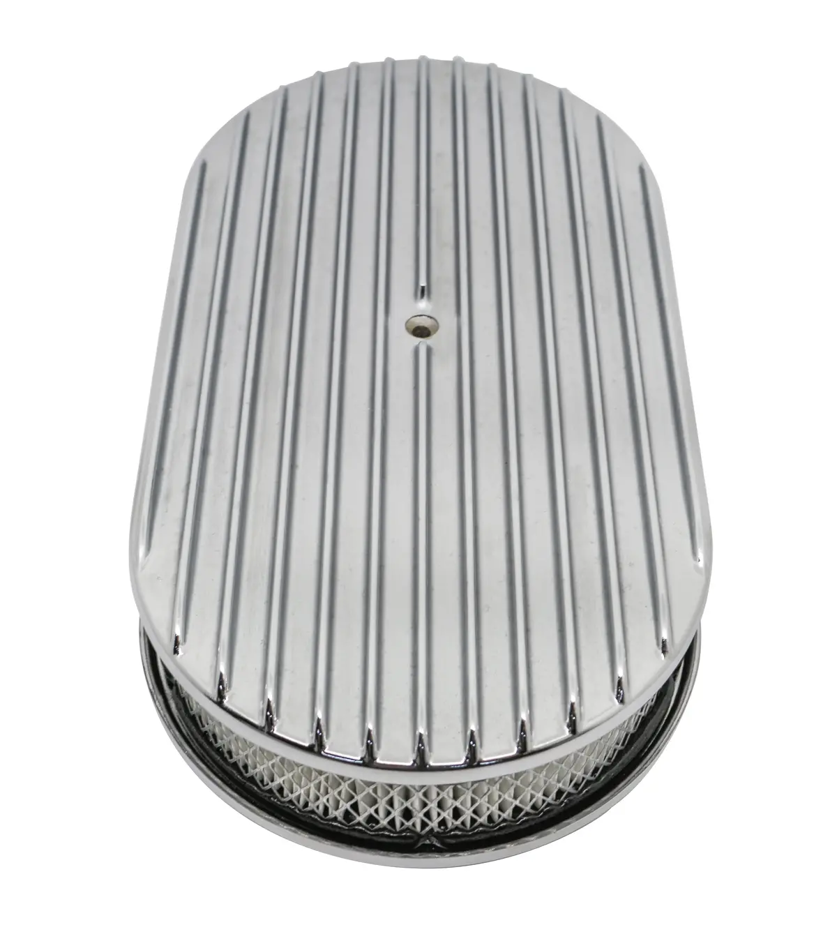 Chevy-Ford-Mopar 15" Oval Chrome Aluminum Air Cleaner - Full Finned 1