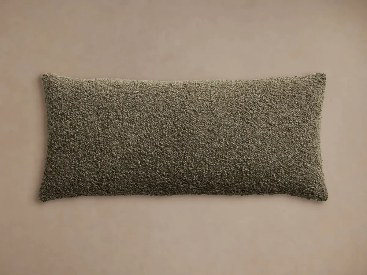 Boucle Lumbar Pillow Cover In Basil 1
