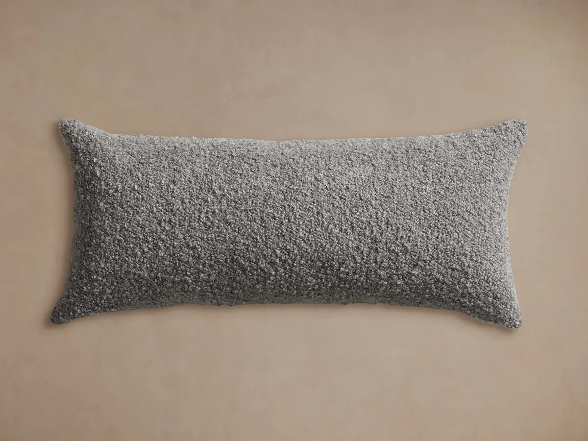 Boucle Lumbar Pillow Cover In Grey 1
