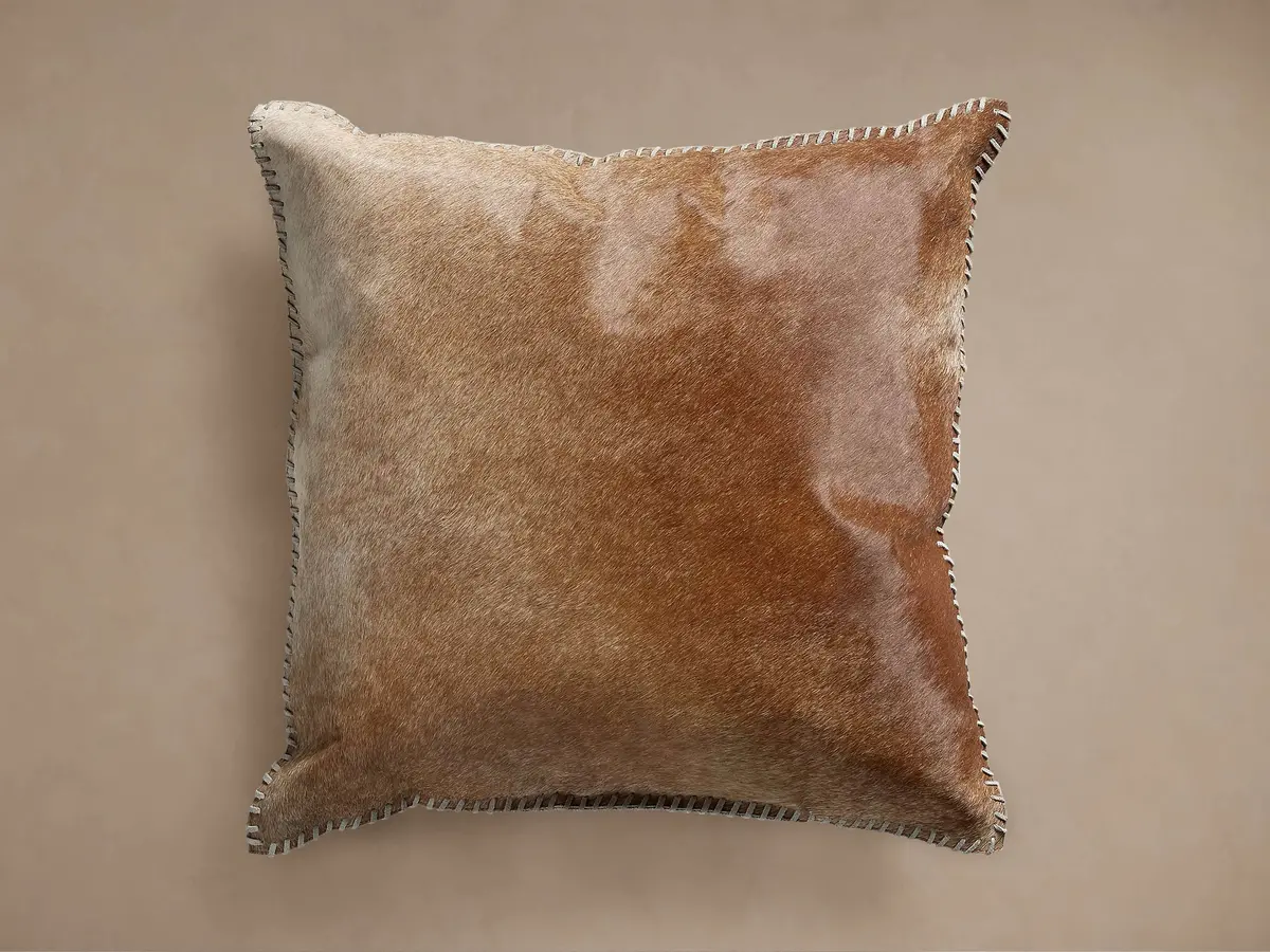 Whipstitch Hide Pillow In Brown 1