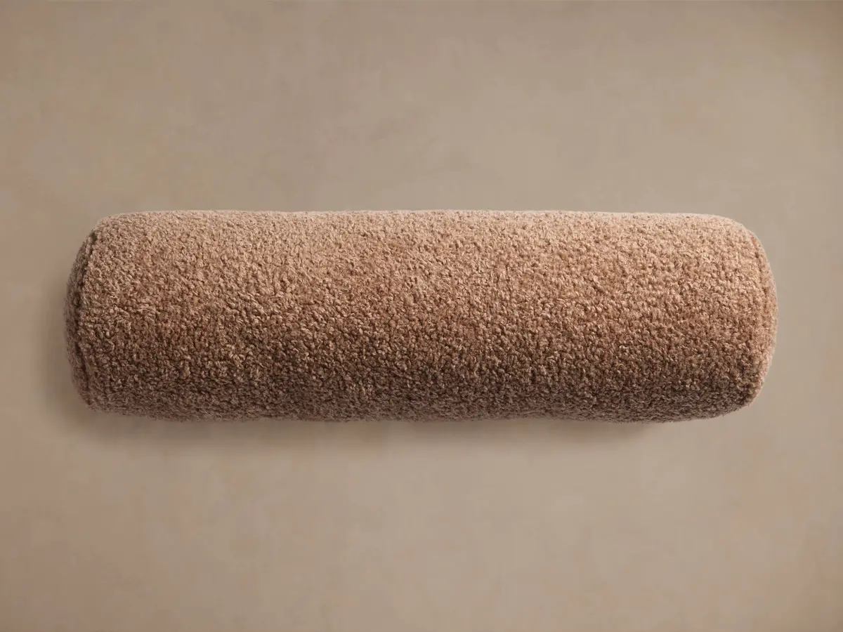 Faux Sherpa Bolster Pillow In Dune 1