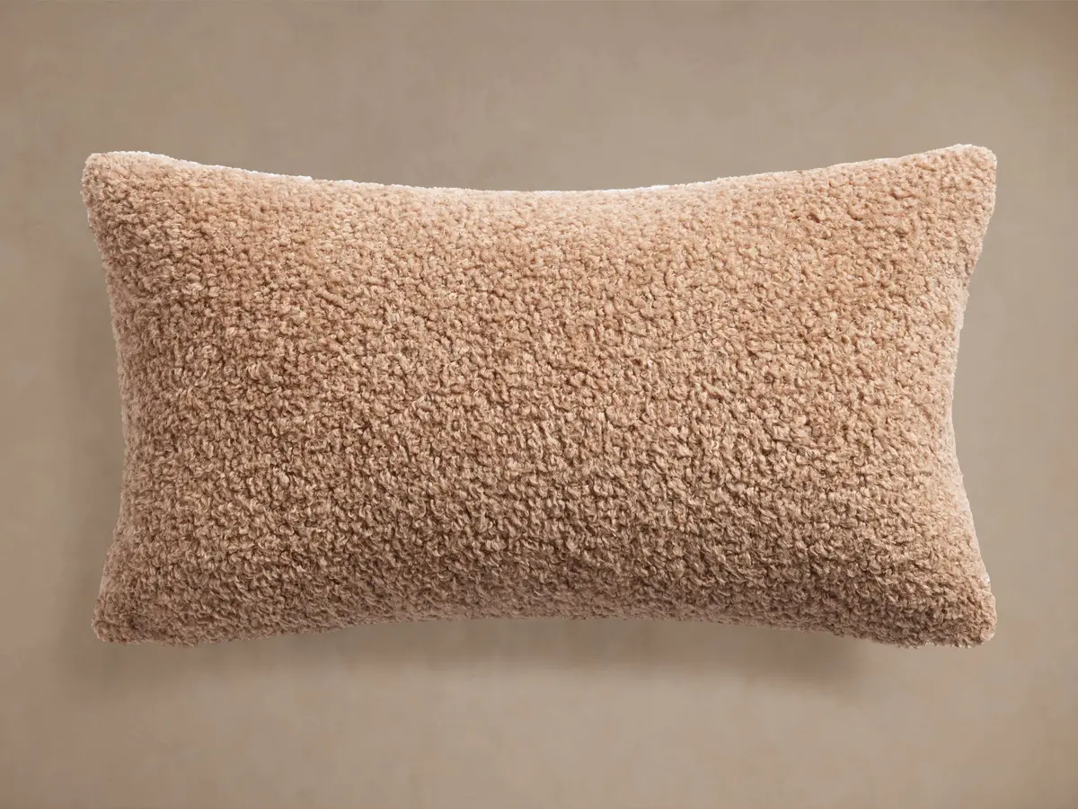 Faux Sherpa Lumbar Pillow Cover In Dune 1