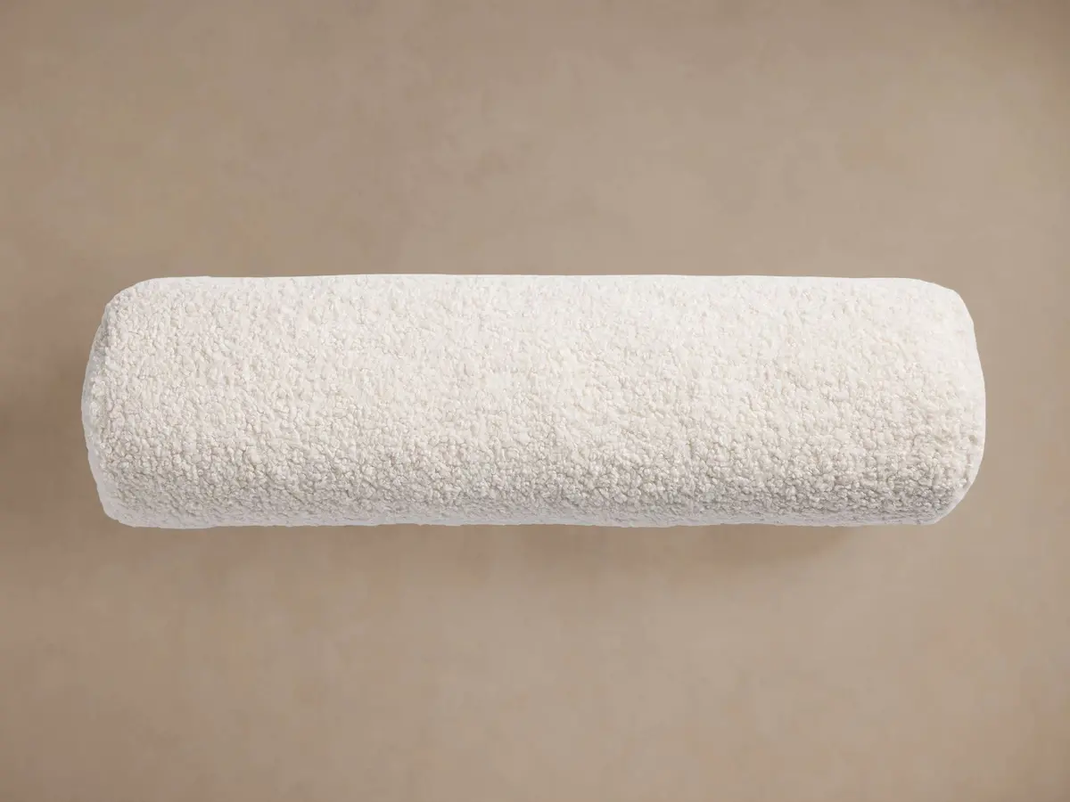 Faux Sherpa Bolster Pillow In Ivory 1