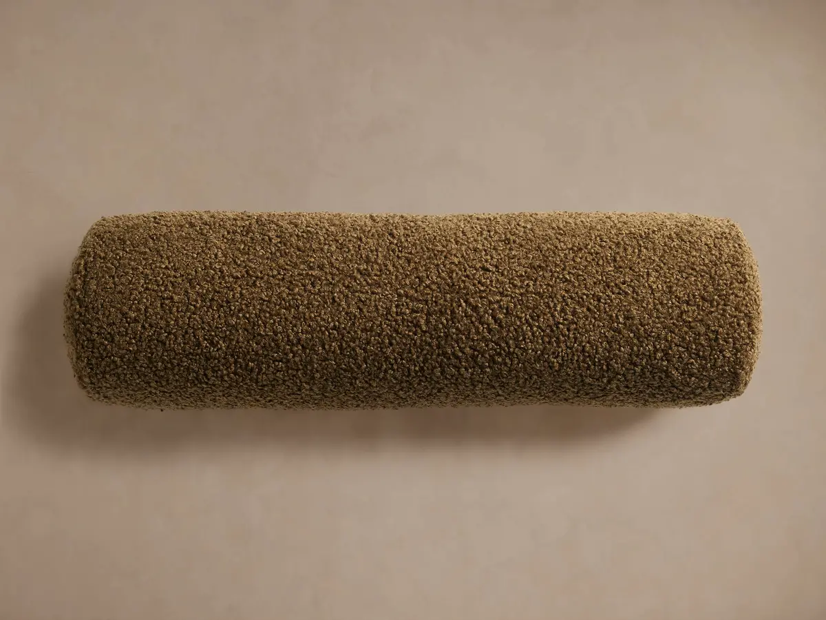 Faux Sherpa Bolster Pillow In Olive 1