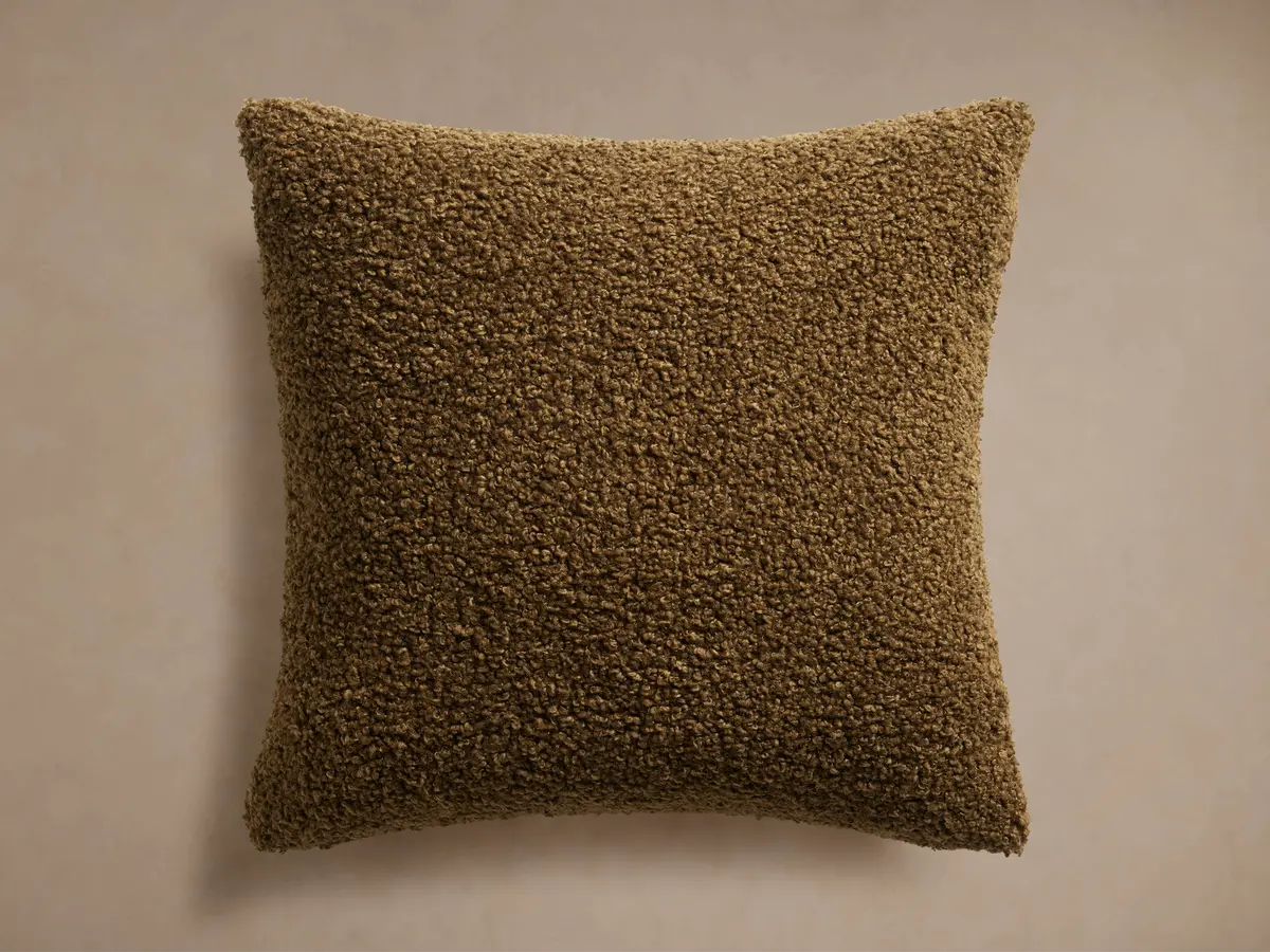 Faux Sherpa Pillow Cover In Olive 1