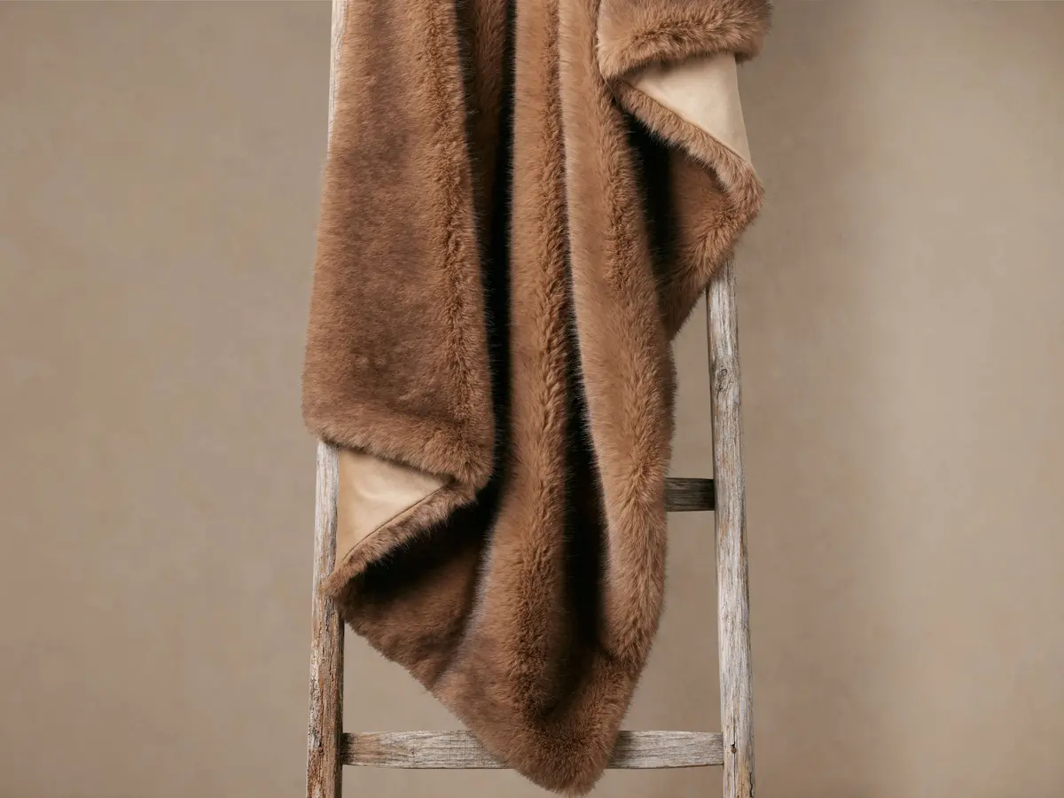 Fairbanks Faux Fur Throw In Sable 1