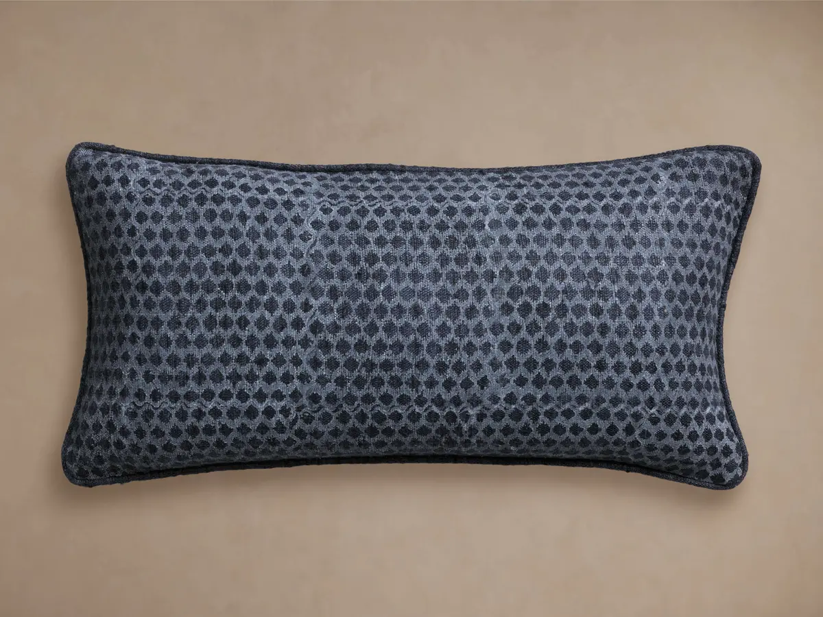 Joni Printed Raw Silk Lumbar Pillow Cover 1