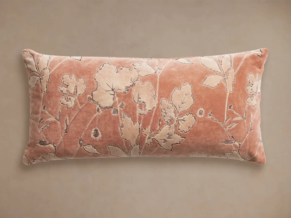 Kaylan Embroidered Botanical Lumbar Pillow 1