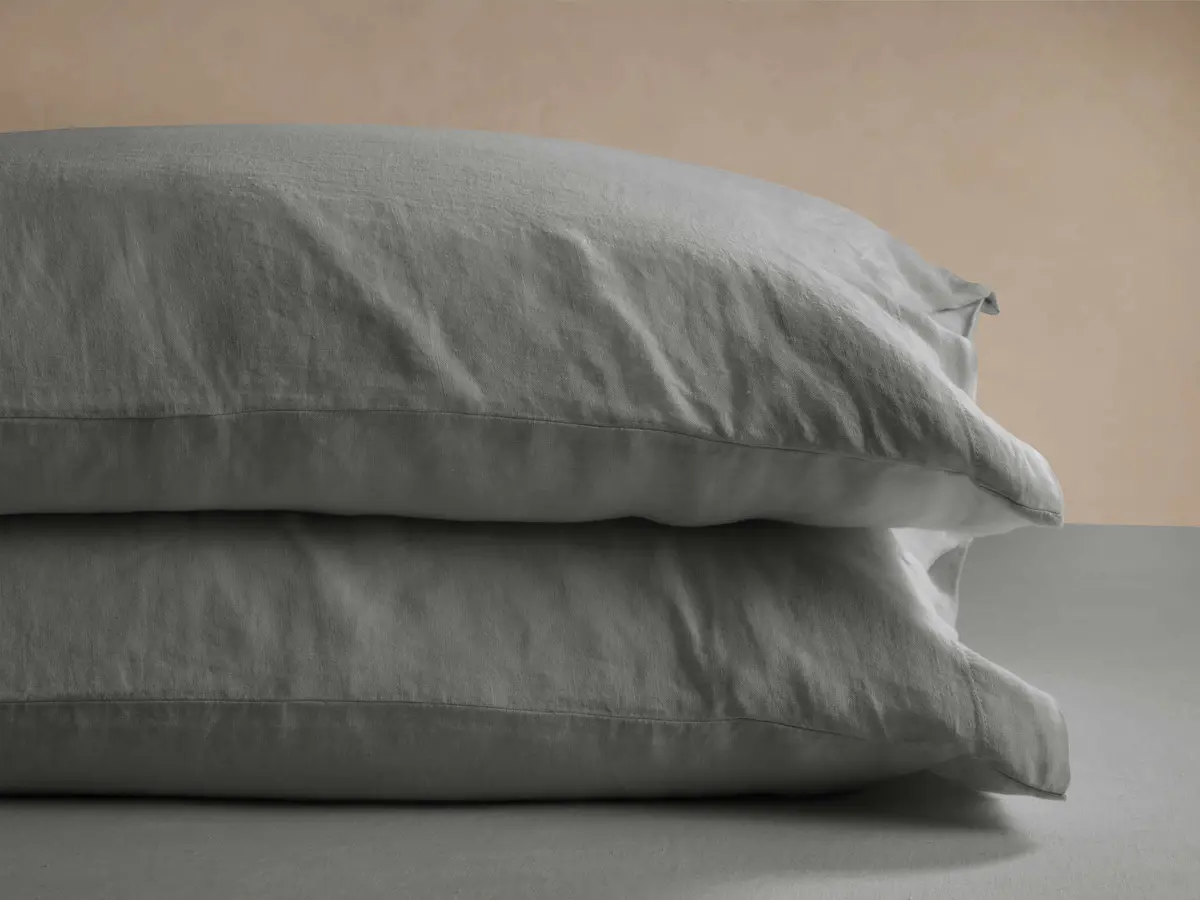 Italian Garment-Dyed Linen Standard Pillowcases In Charcoal (Set Of 2) 1