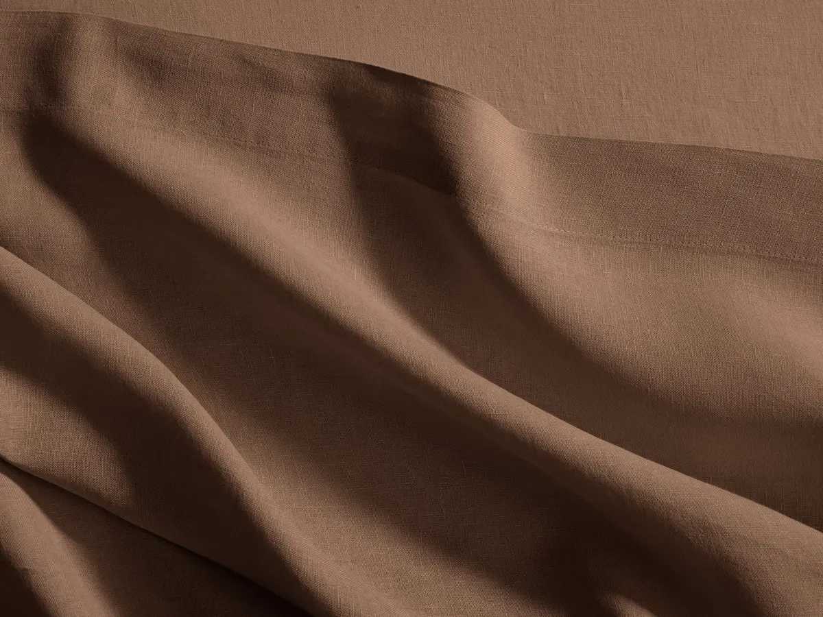 Italian Garment-Dyed Linen Flat Sheet In Clay 1