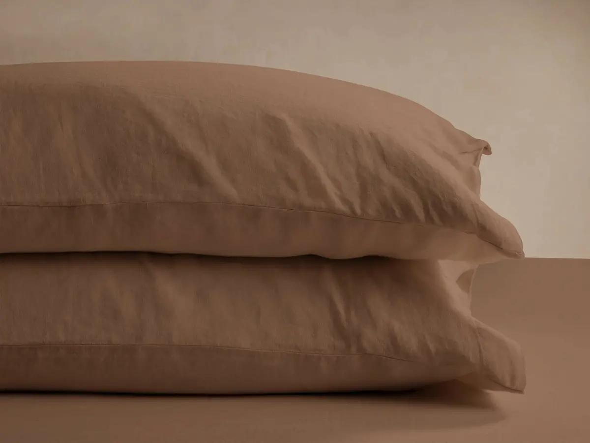 Italian Garment-Dyed Linen Pillowcases In Clay (Set Of 2) 1