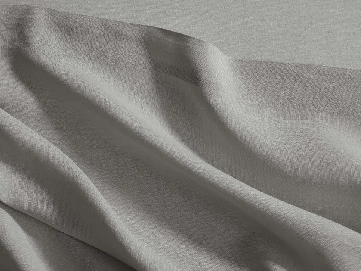 Italian Garment-Dyed Linen Flat Sheet In Fog 1