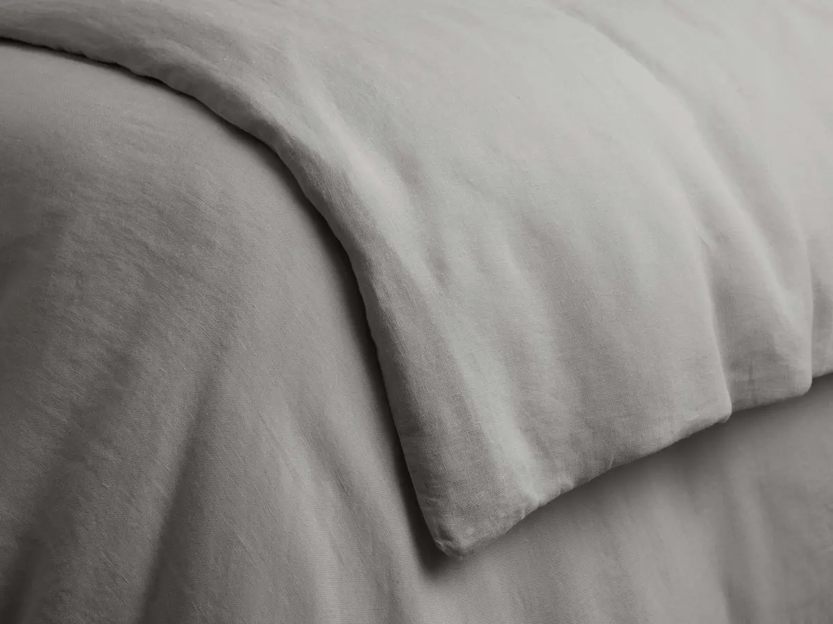 Italian Garment-Dyed Linen Duvet In Fog 1