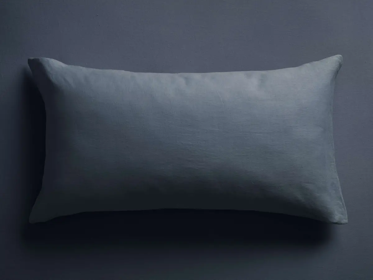 Italian Garment-Dyed Linen Sham In Indigo 1