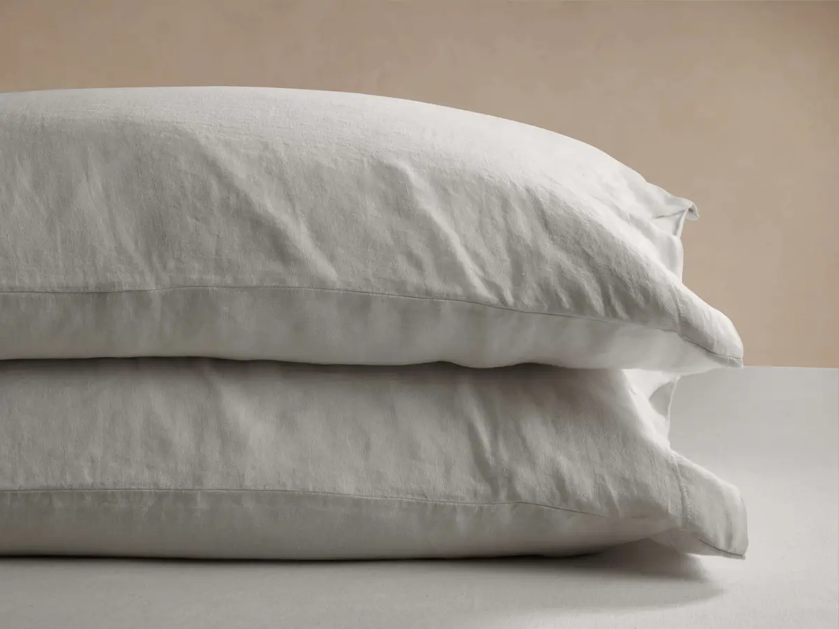 Italian Garment-Dyed Linen Pillowcases In Mist (Set Of 2) 1